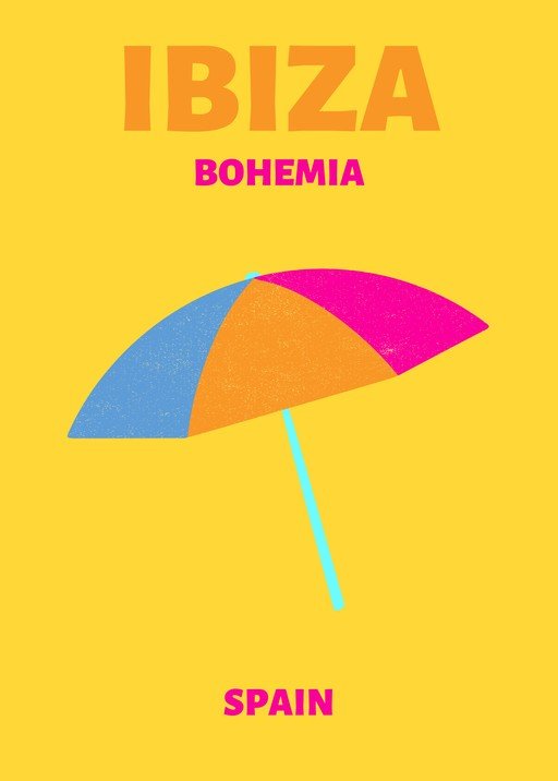 Ibiza Bohemia Spain Beach Umbrella Poster