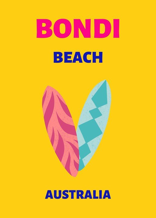 Bondi Beach Australia Surfboard Poster