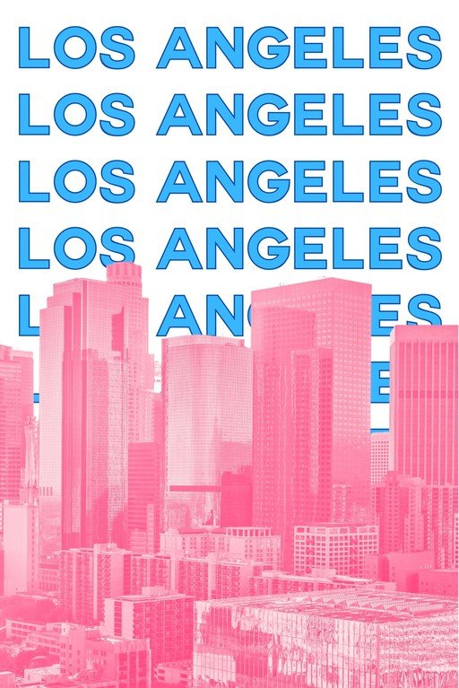 Los Angeles Skyline with Repeating Text