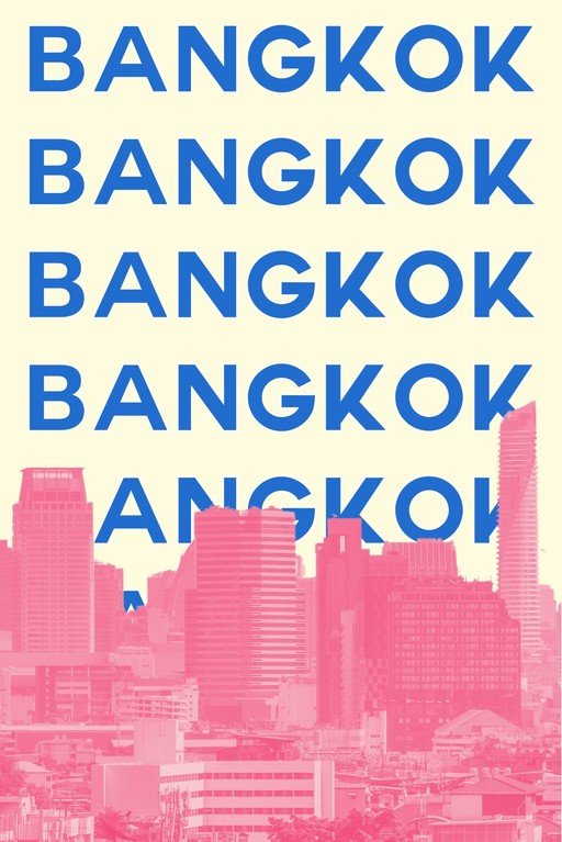Bangkok Cityscape with Repeating Text