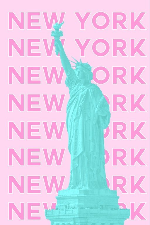 Statue of Liberty in Teal and Pink