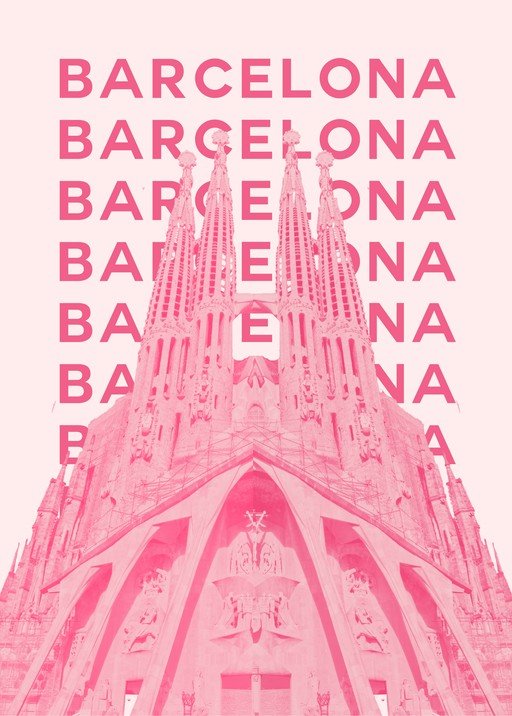 Pink Barcelona Sagrada Familia Poster
