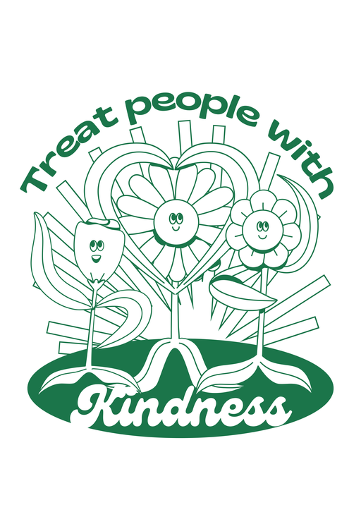 Treat People with Kindness Flowers Illustration