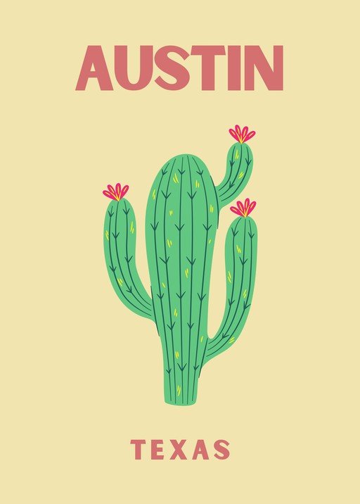 Austin Texas Cactus Illustration