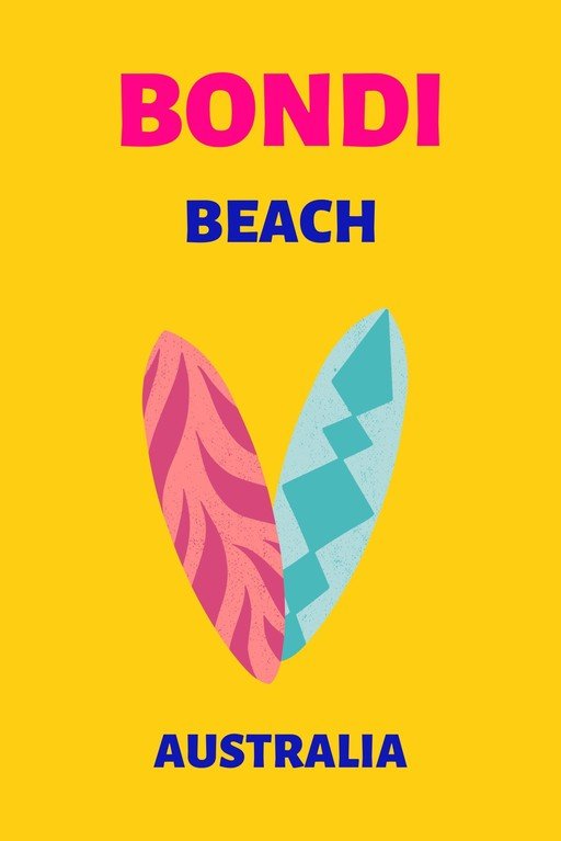 Bondi Beach Australia Surfboard Graphic