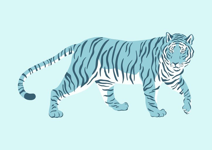 Stylized Blue Tiger Illustration