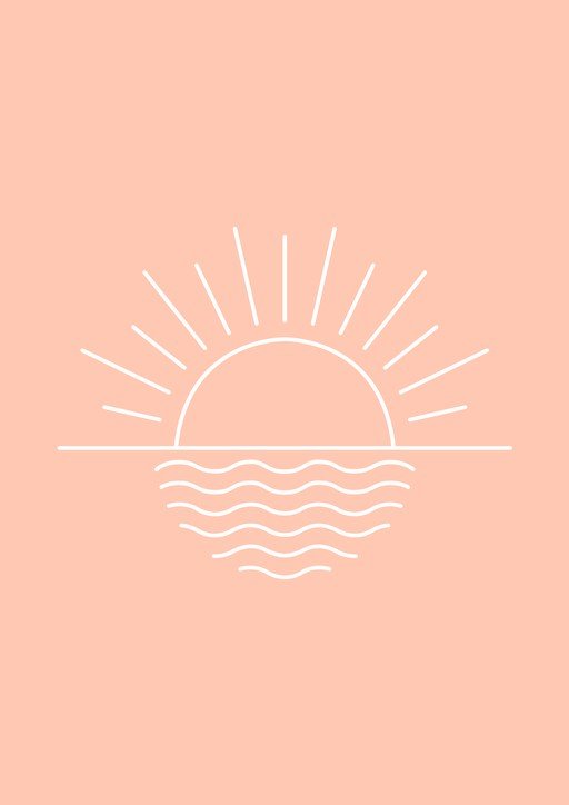 Minimalist Sunrise Over Ocean Line Art