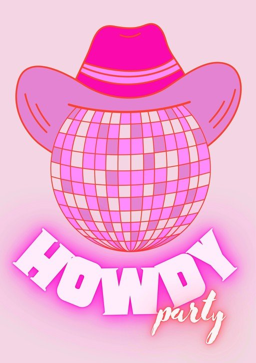 Cowboy Hat Disco Ball Howdy Party Graphic
