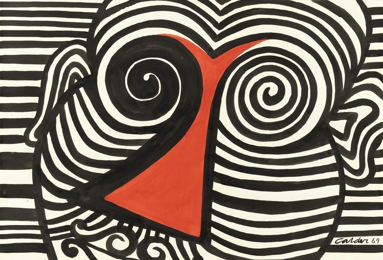 Abstract Red and Black Swirls and Stripes