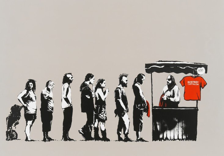 Banksy's 'Destroy Capitalism' T-Shirt Stand