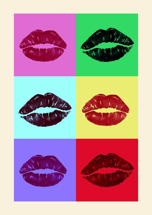 Pop Art Lips in Vibrant Color Blocks