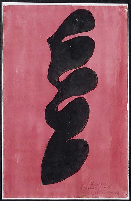 Abstract Black Form on Pink Background