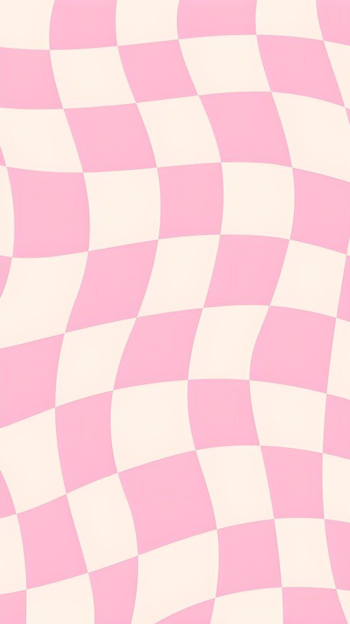 Wavy Pink and Cream Checkerboard Pattern