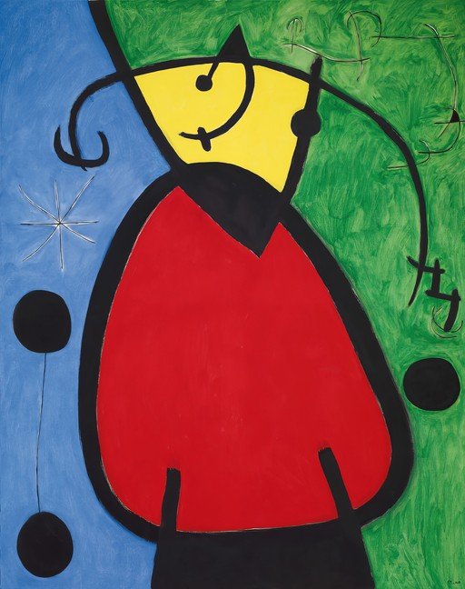 Abstract figure with bold colors and playful lines