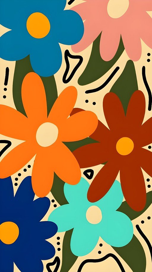 Abstract Floral Pattern with Bold Colors