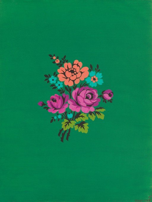 Vibrant Floral Bouquet on Emerald Green Background