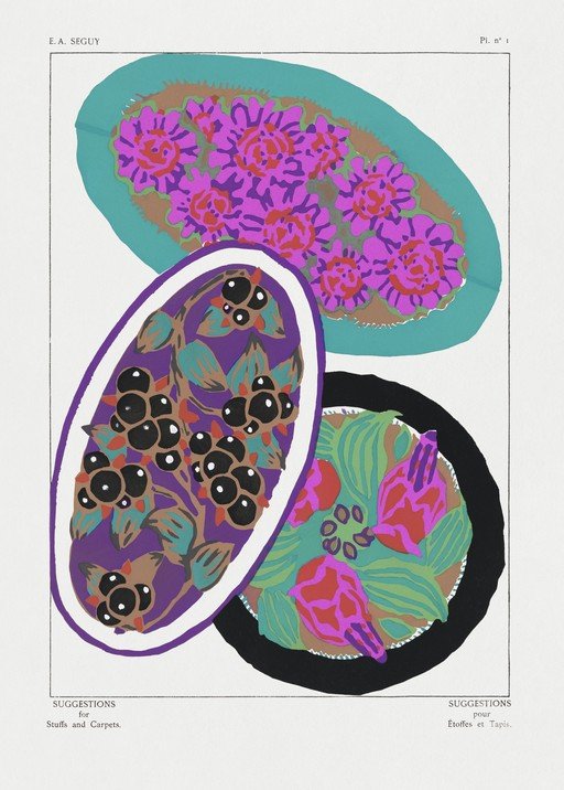 Art Deco Floral and Berry Designs for Textiles