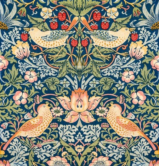 William Morris Strawberry Thief Bird and Floral Pattern