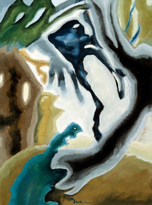 Abstract figures in a surreal landscape