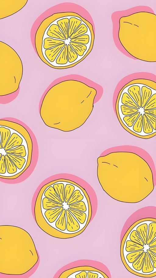Vibrant Lemon Pattern on Pink Background