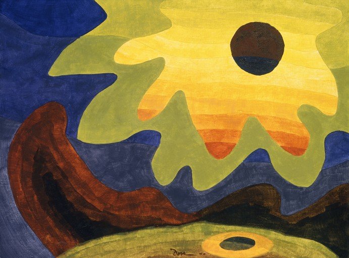 Abstract Landscape with Sun and Ring