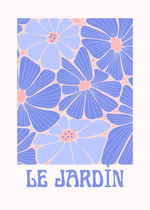 Retro Floral Art Print with French Text