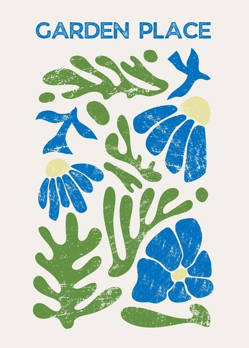 Abstract Garden Place Floral and Bird Art