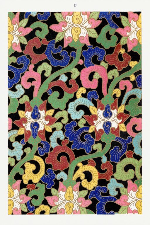 Vibrant Floral Scrollwork Pattern