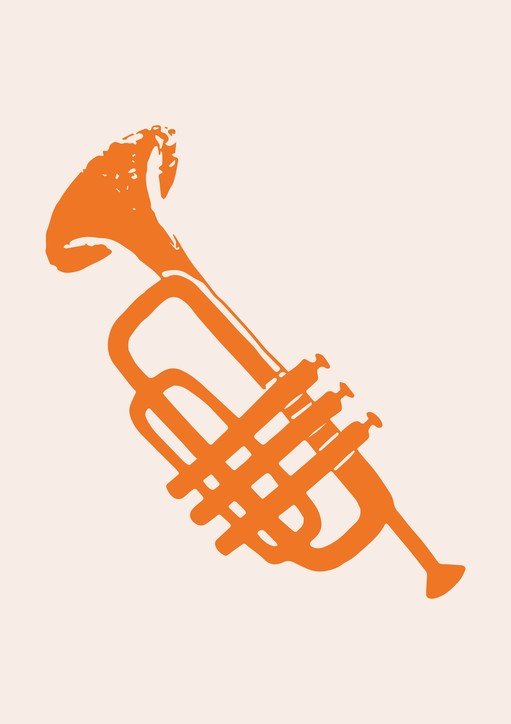 Orange Trumpet Illustration on Cream Background