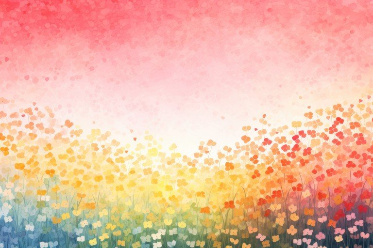Abstract Watercolor Meadow with Blooming Flowers