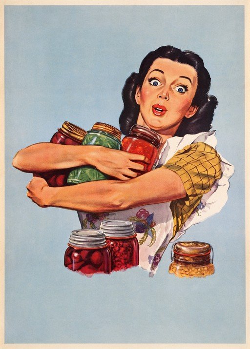 Woman Holding Jars of Preserves