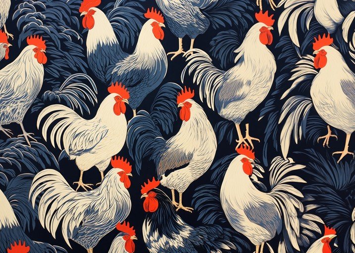 Rooster Pattern Wallpaper