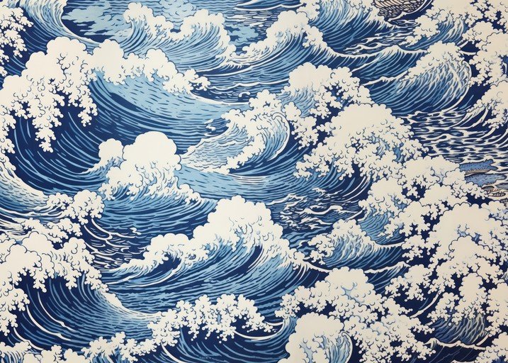 Stylized Japanese Waves Pattern