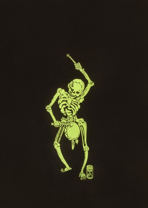 Skeleton Drummer with Drum and Drumsticks