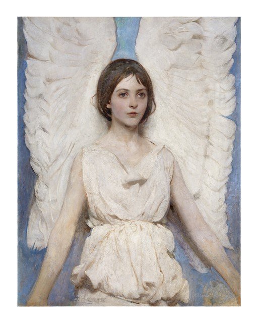 Angel Portrait with White Wings