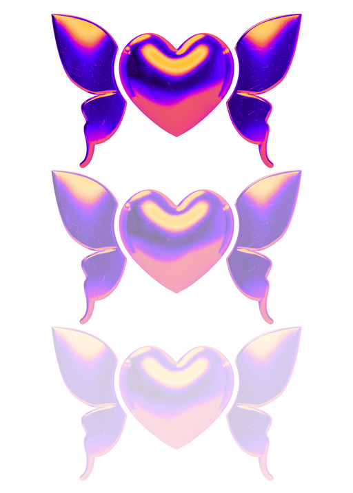 Holographic Heart with Butterfly Wings