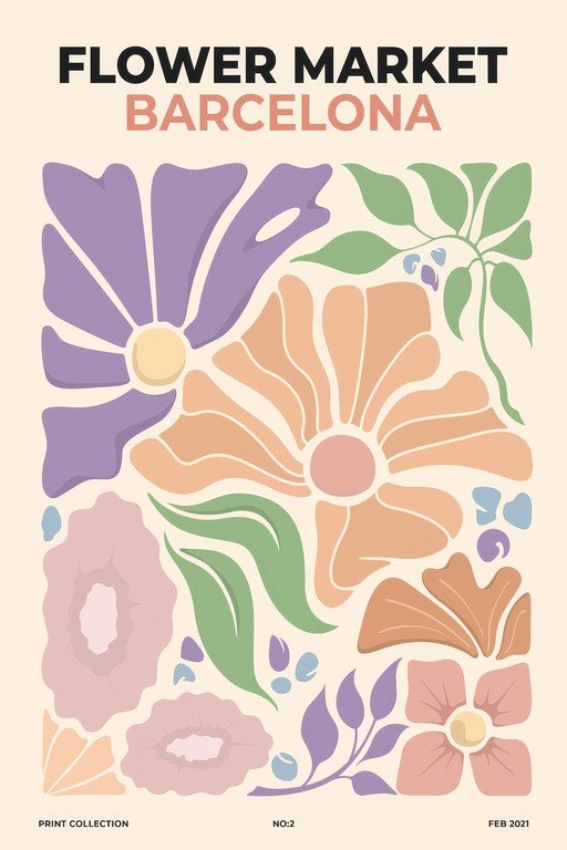 Flower Market Barcelona Poster