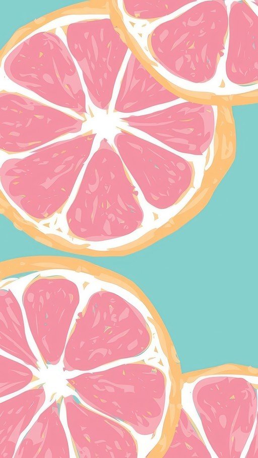 Pink Grapefruit Slices on Teal Background