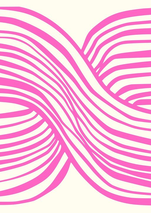 Abstract Pink and Cream Wavy Lines Pattern