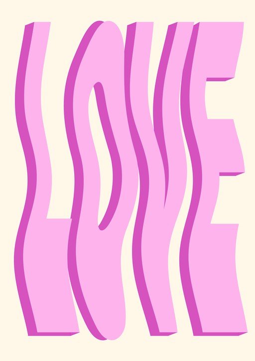 Wavy Pink "LOVE" Text Art