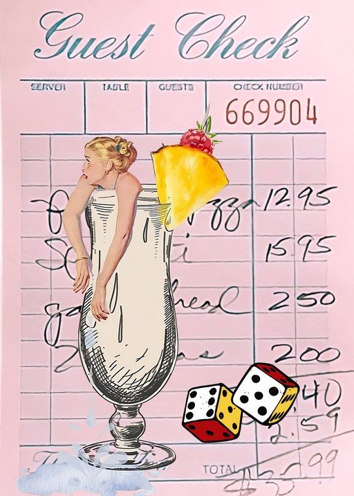 Retro Cocktail and Guest Check Art