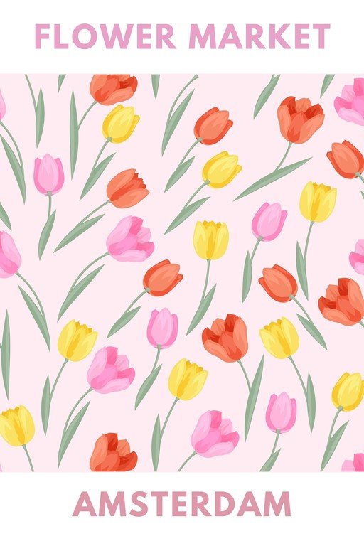 Flower Market Amsterdam Tulips Pattern
