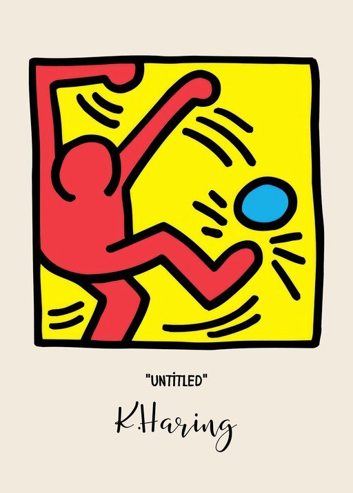 Keith Haring "Untitled" Red Figure and Blue Ball
