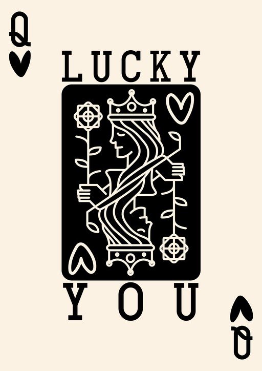 Queen of Hearts "Lucky You" Playing Card Design