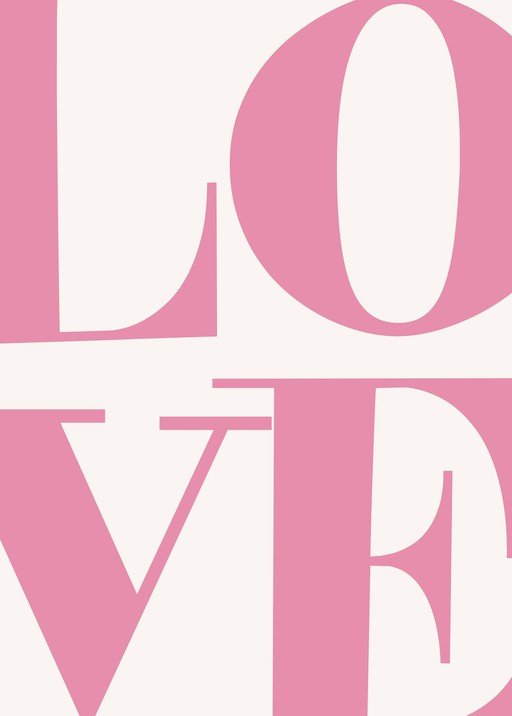 Bold Pink 'LOVE' Typography on Cream Background