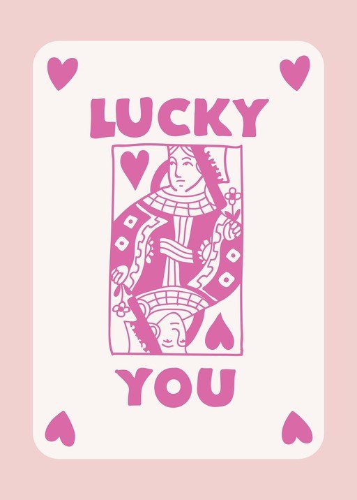 Lucky Queen of Hearts Playing Card Design