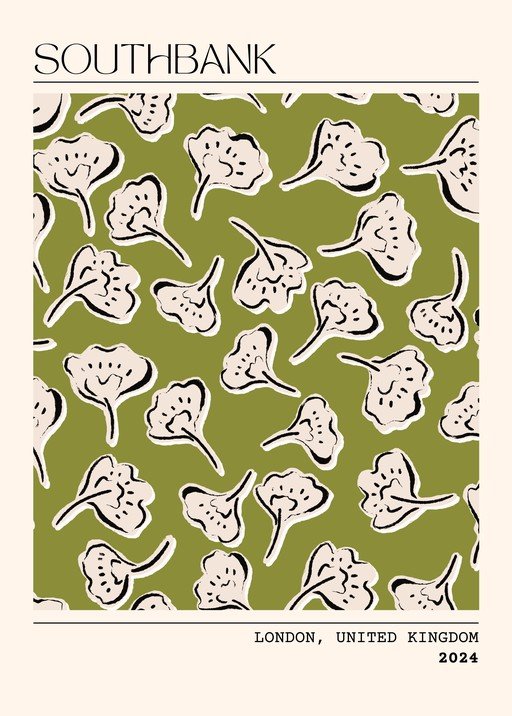 Southbank London Ginkgo Leaf Pattern Poster