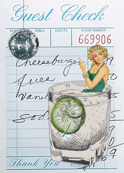 Retro Diner Scene with Marilyn Monroe and Disco Ball