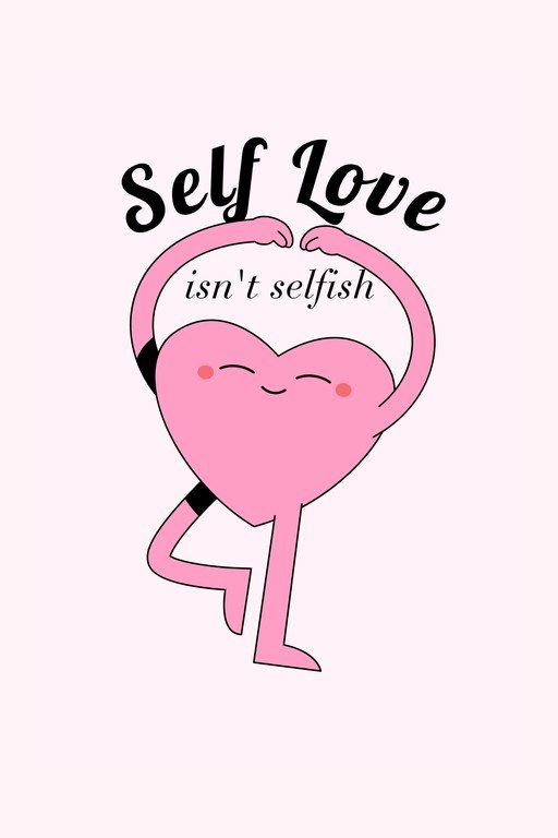 Pink Heart Character Embracing Self-Love