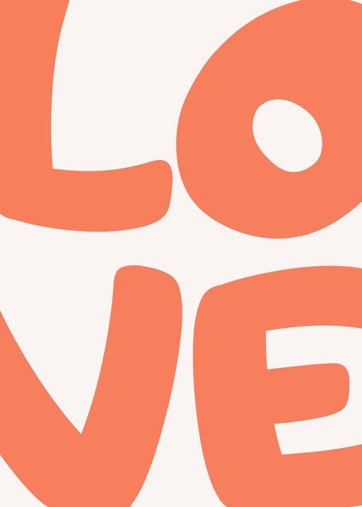 Bold "LOVE" Typography in Coral and Cream